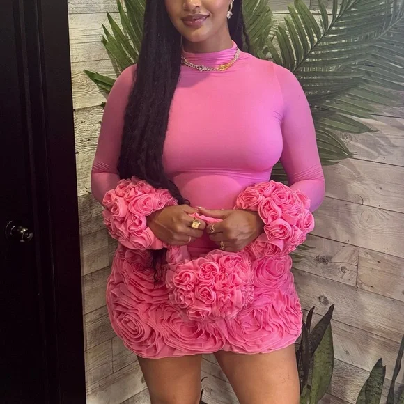 Naked Wardrobe Pink Ruffled Gloves - Picture 2 of 3